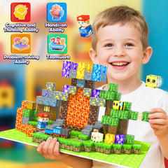 Toyvimo magnetic board showing forest and mine layouts for guided or free play