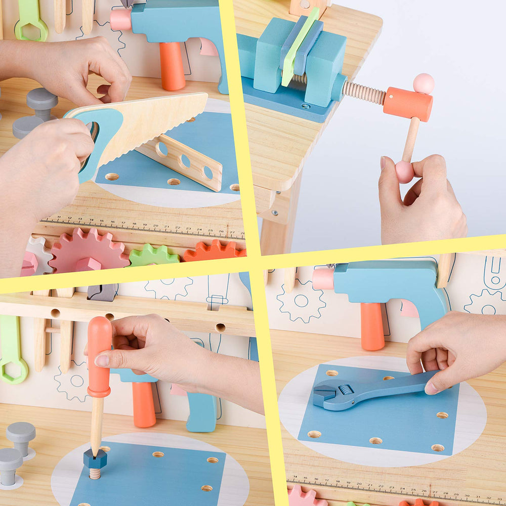 Toywoo tool bench with saw for imaginative construction sessions