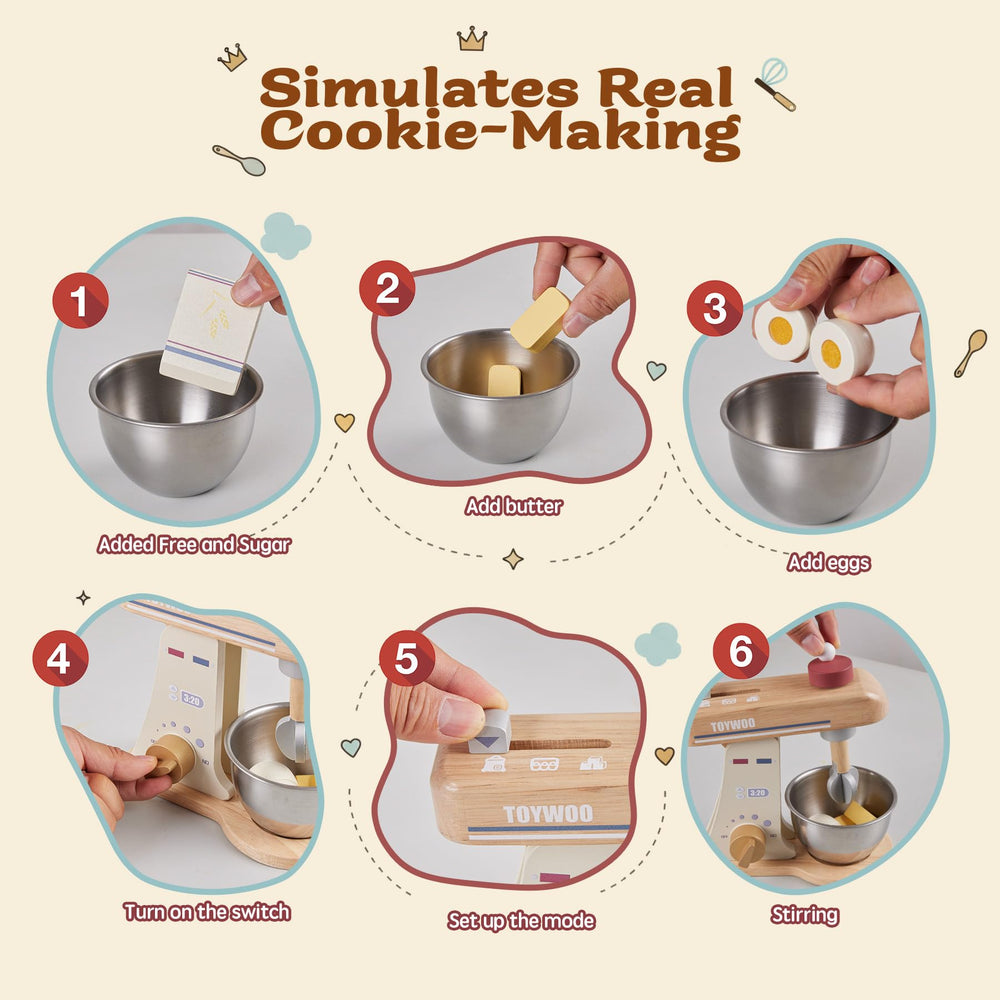 Toywoo wooden cookies and dough setup for tasty pretend recipes.