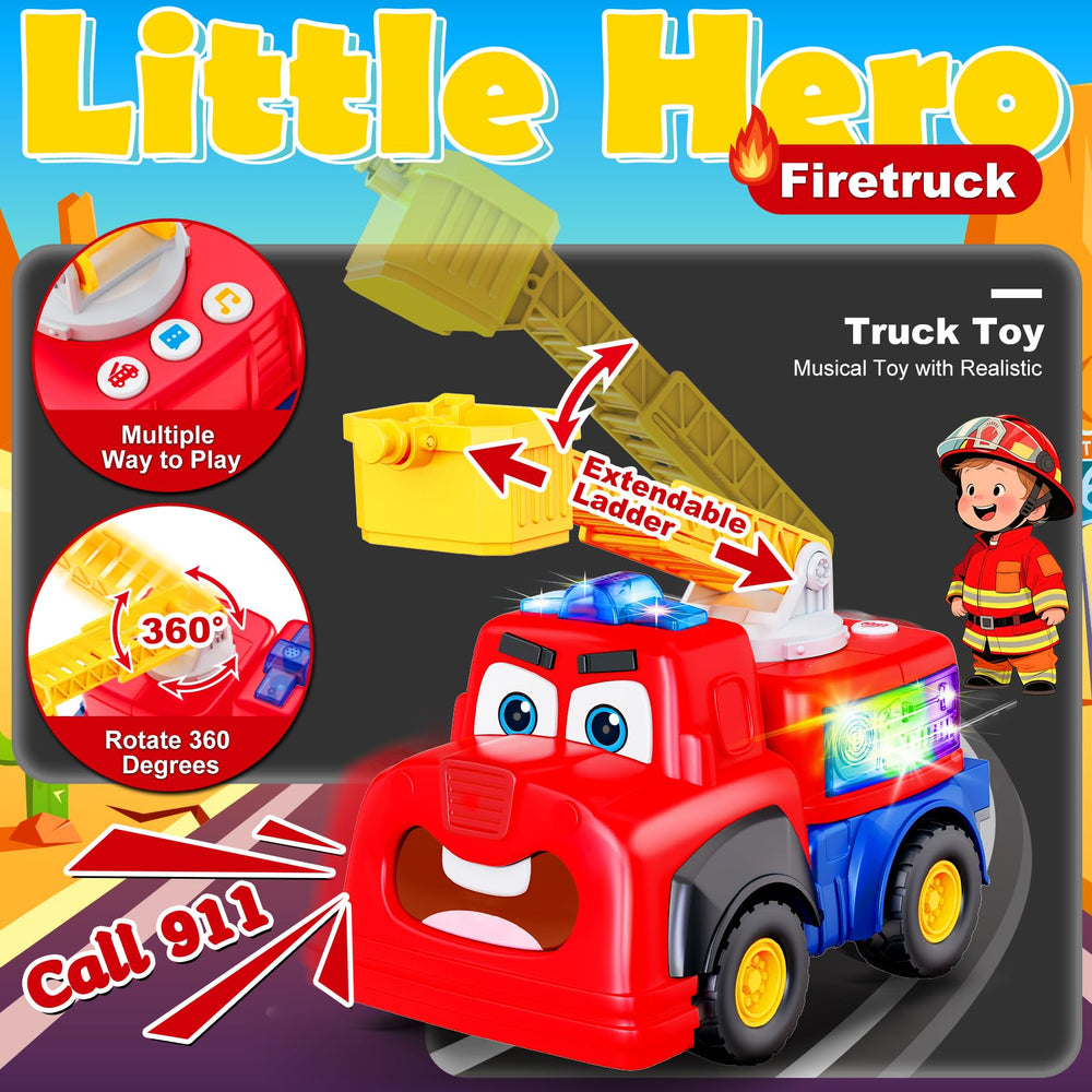 Tozkizm fire truck toy patrol mode showcases autonomous movement and rescue play