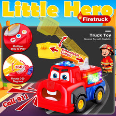 Tozkizm fire truck toy patrol mode showcases autonomous movement and rescue play