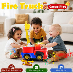 Tozkizm fire truck toy recording feature repeats baby's babble playfully