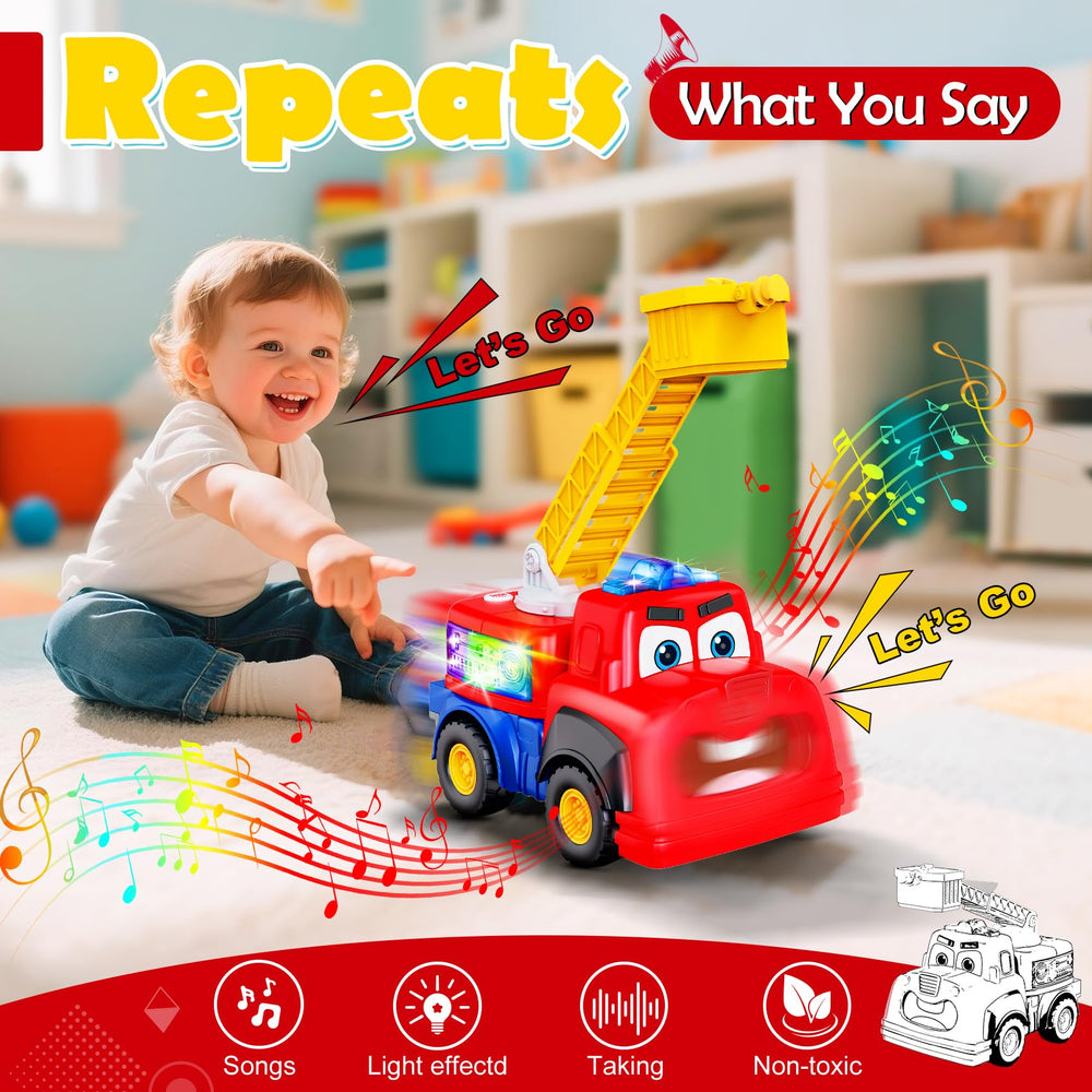 Tozkizm fire truck toy side view highlights sturdy design for daily play