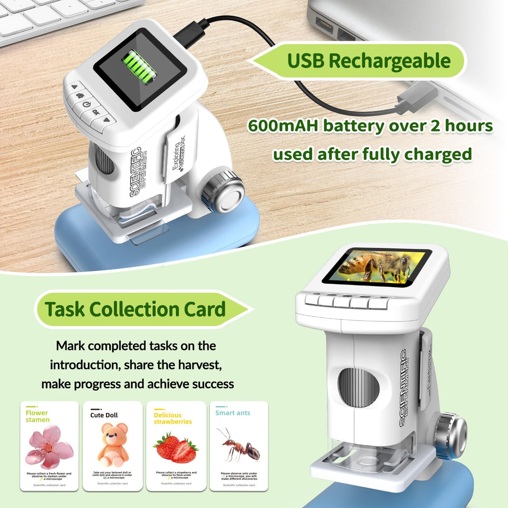 Tozuoup microscope task cards guide daily exploration and progress.