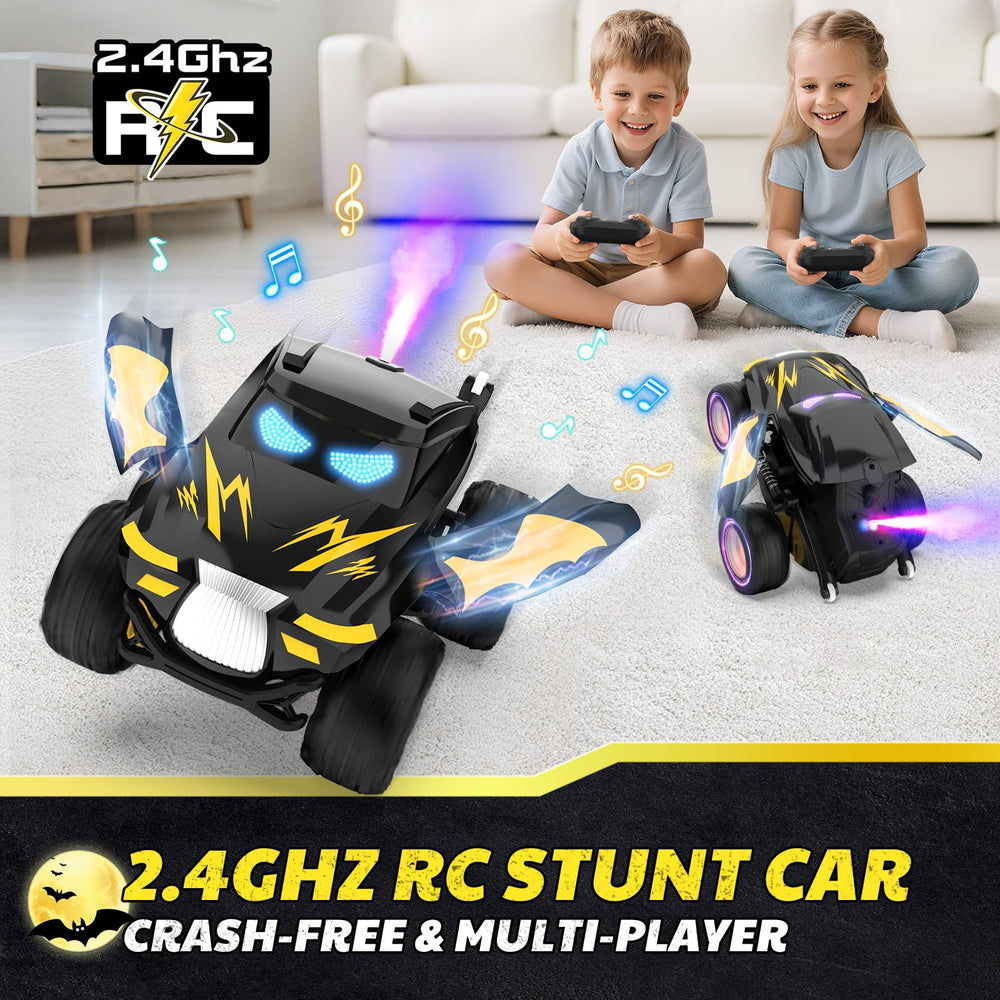 Tozuoup RC stunt car gift set includes batteries, charger, and tools for easy setup.