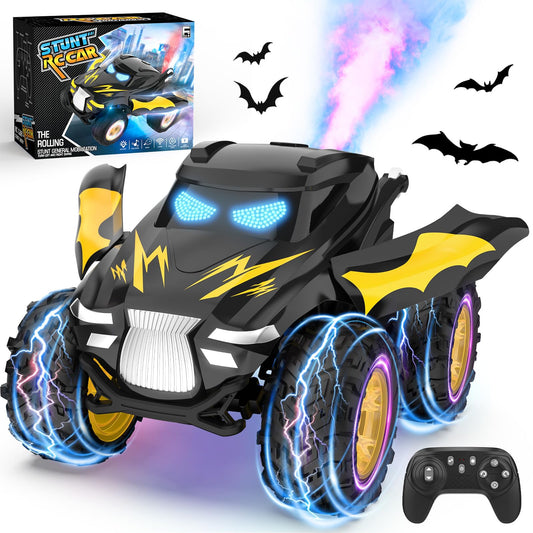 Tozuoup RC stunt car with spray and lights for dazzling backyard play at night.