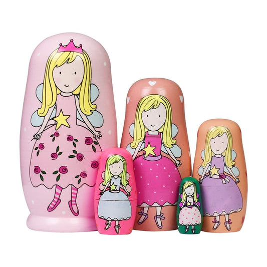 Tphon nesting doll brown bear pattern; durable wooden craft for display or collection.