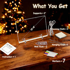 TPwsd LED Note Board offers tabletop or hanging display for flexible use.