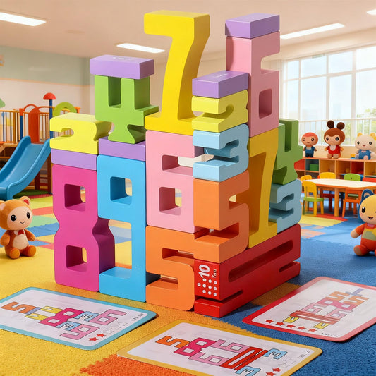 TPwsd wooden number blocks stacked for early math practice and hands-on learning