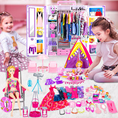 TQRAZ camping set with tent and bonfire for imaginative outdoor play.