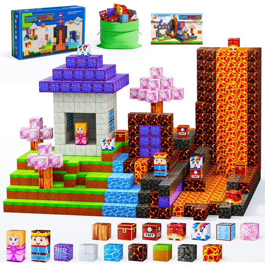 TQRAZ magnetic blocks forest portal for imaginative play and storytelling.