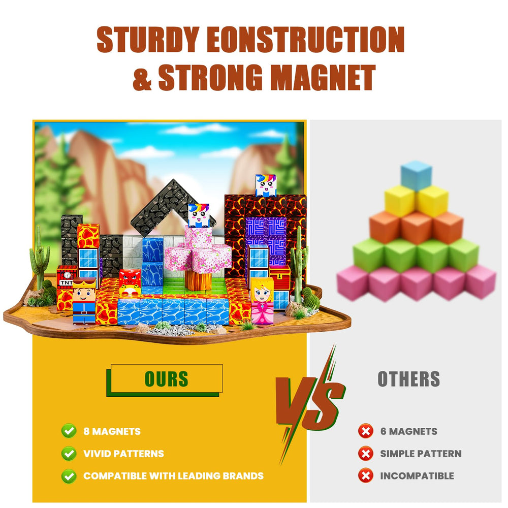 TQRAZ magnetic blocks lava portal encouraging dragon adventures and creativity.