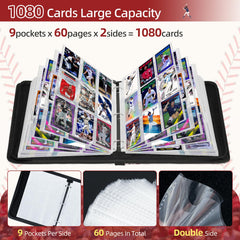 Traier 1080 Pockets binder open view shows rings for easy page editing.