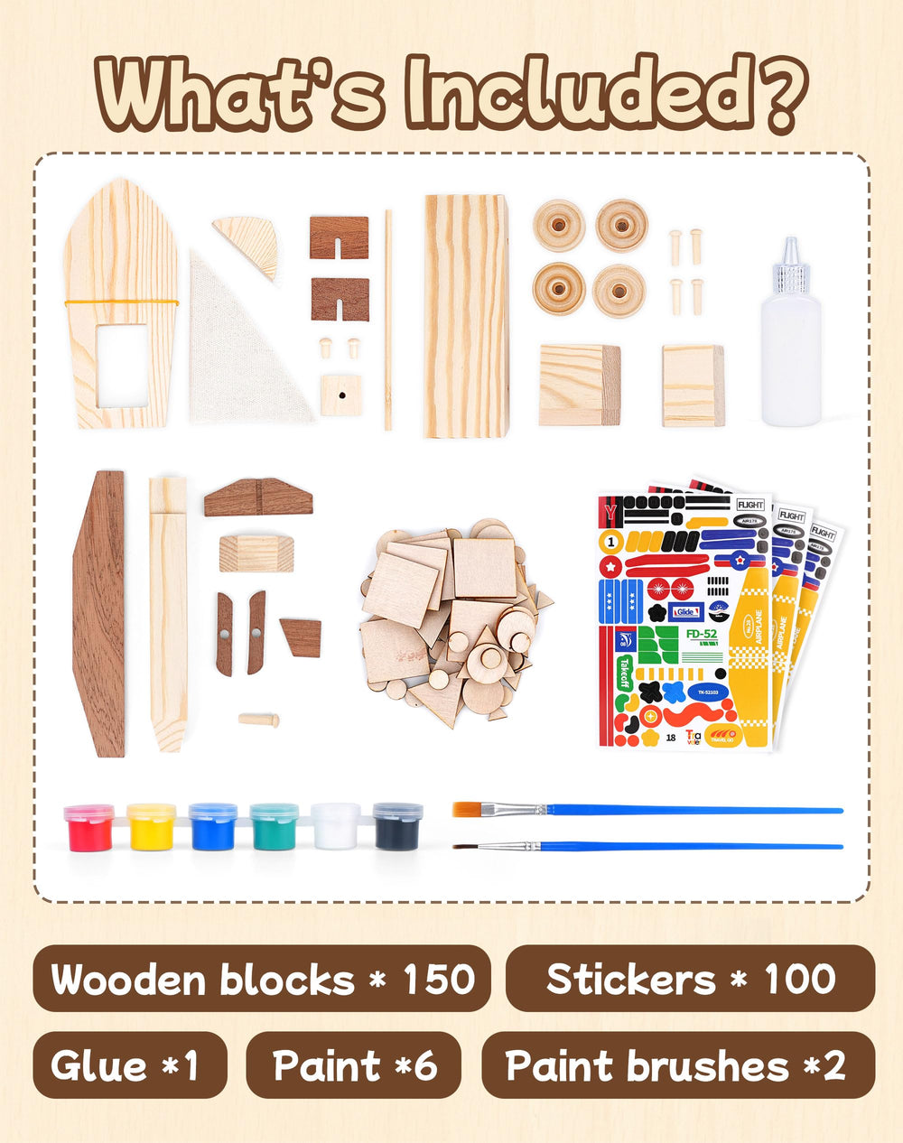 Trailfun wooden build paint kit car model with movable wheels for hands-on STEM play.