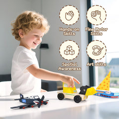 Trailfun wooden build paint kit 115-piece safety set with pre-cut wood and paints.