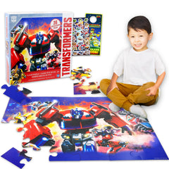 Transformers 36-piece floor puzzle featuring Optimus Prime for family playtime.
