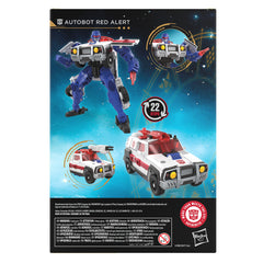 Display-ready pose options for Transformers Autobot Red Alert on shelves