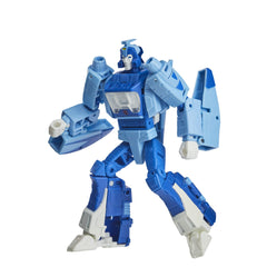 Transformers Blurr removable backdrop featuring Battle of Autobot City scene.