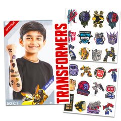 Transformers board art features Optimus Prime, Bumblebee, and Megatron.