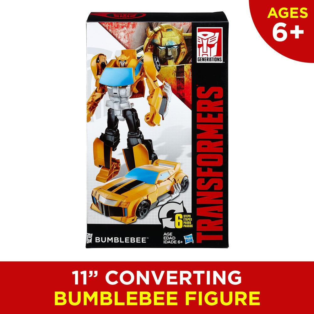 Transformers Bumblebee action pose captures heroic stance for storytelling adventures.