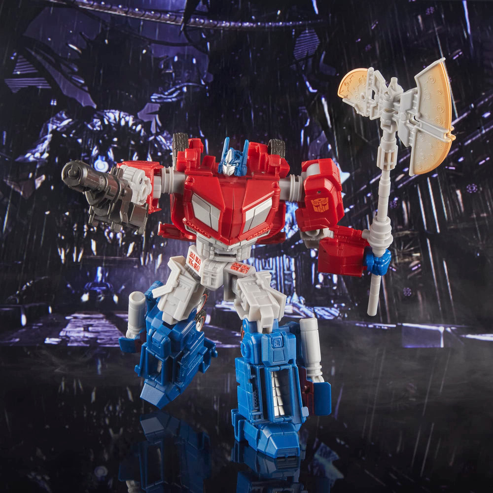 Transformers Gamer Edition Optimus Prime 6.5-inch scale figure ready for quick setup.