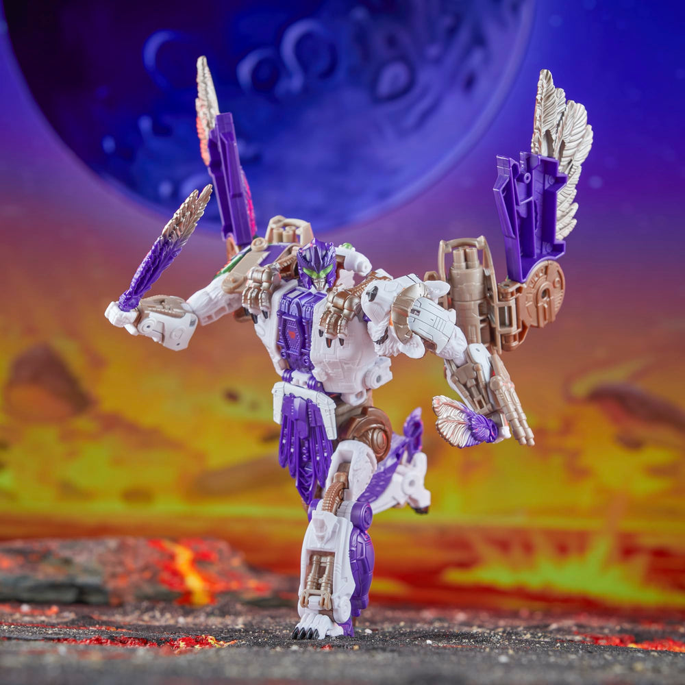 Transformers Legacy United Tigerhawk wing blades attached in both modes for dramatic flair.