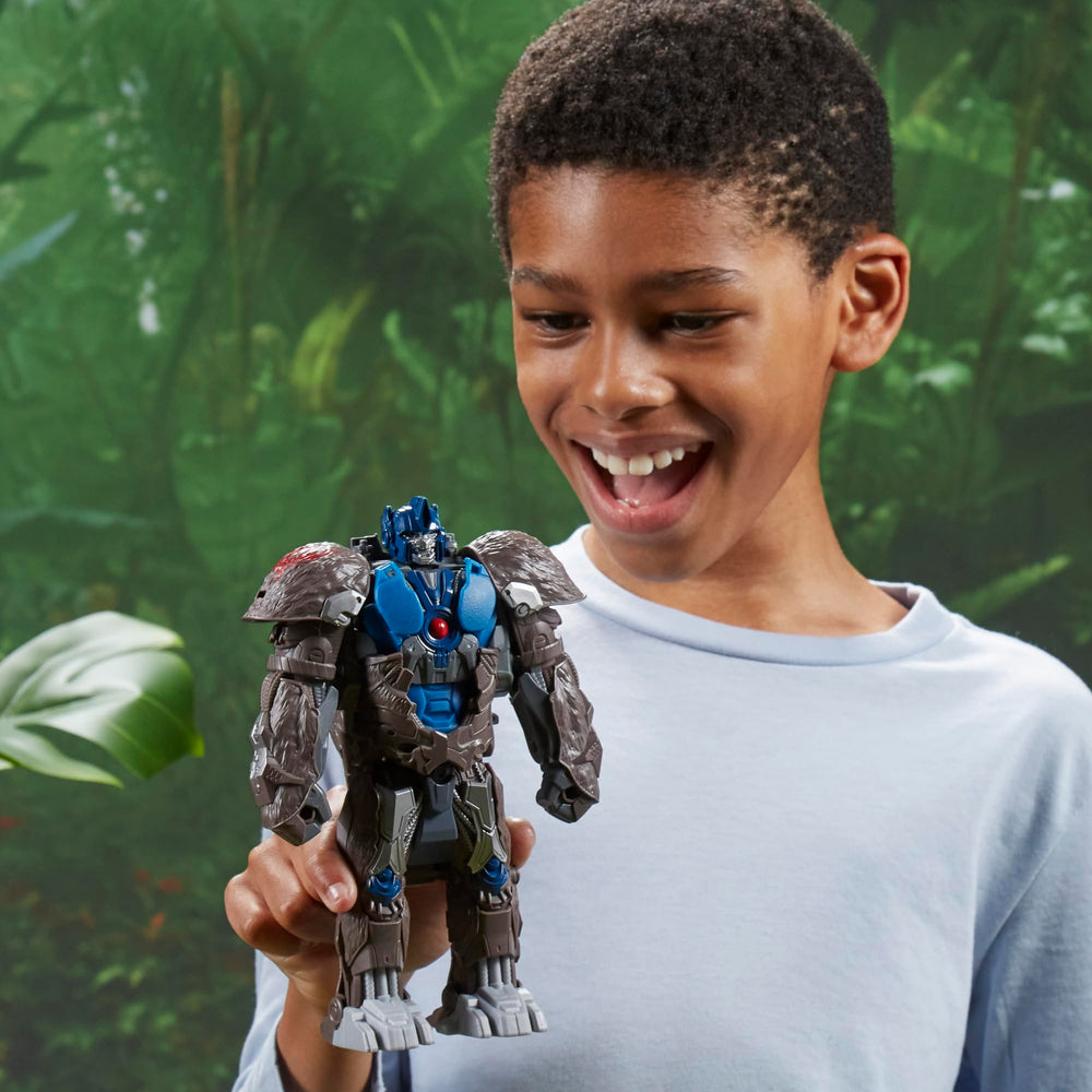 Transformers Rise of the Beasts Optimus Primal transforming with 3-step smash