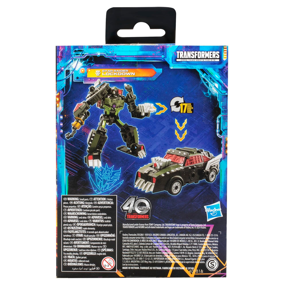Transformers Generations Star Raider Lockdown articulated head and limbs support action poses.