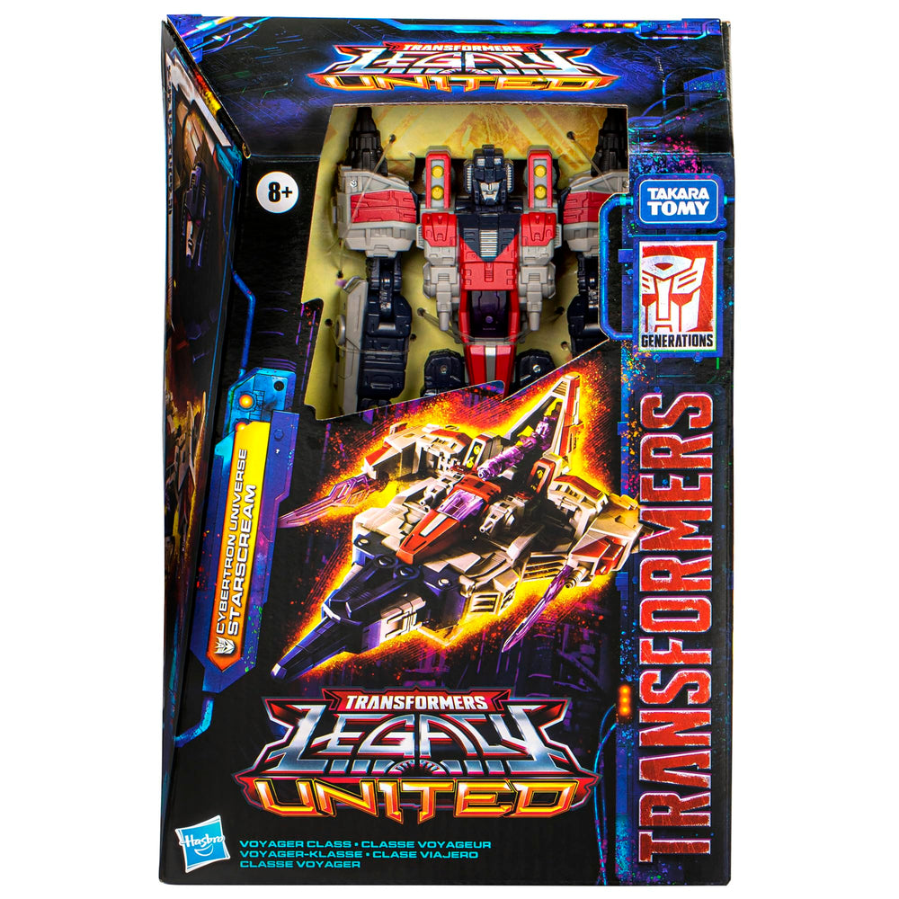 Starscream with blaster and Cyber-Key accessories enhances action poses.