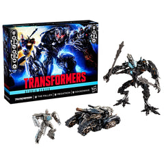 Transformers Studio Series Soundwave deluxe-class figure in satellite mode, fit for display and fan-inspired scenes.
