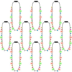 Traplace 10pcs Christmas necklace pack with multicolor LEDs for festive wear.