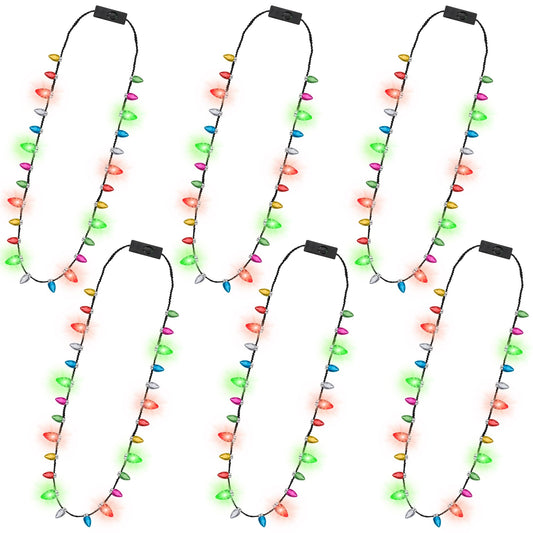 Traplace 6-piece Christmas light necklace set glowing for festive celebrations.