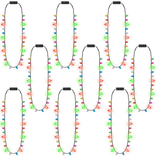 Traplace Christmas light necklace with multicolor LEDs for festive appeal.