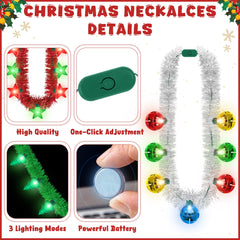 Traplace red Christmas lights necklace close-up, bold color for outfits.