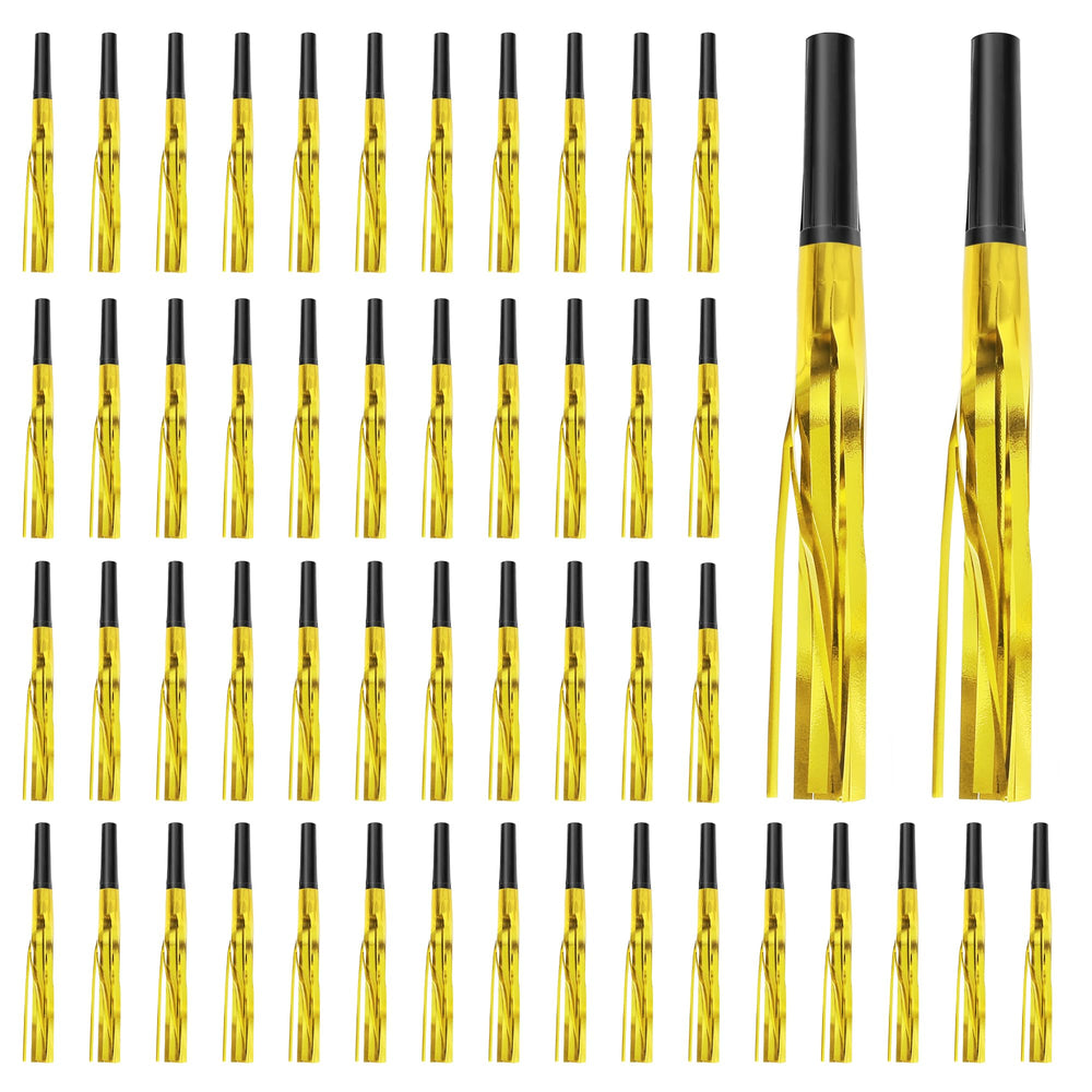 Traplace gold New Years noise maker, 100-piece set for large gatherings and countdown moments.