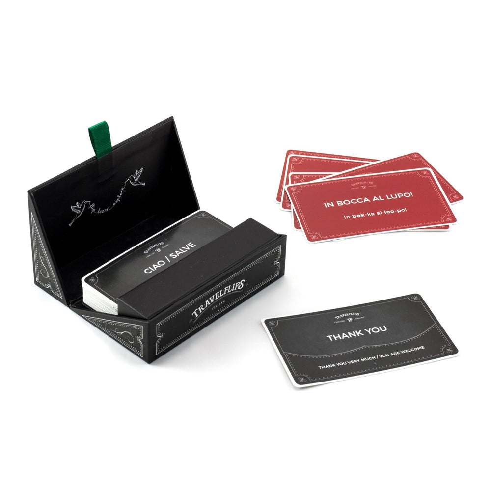 Travelflips Italian flashcards with English translations for learning
