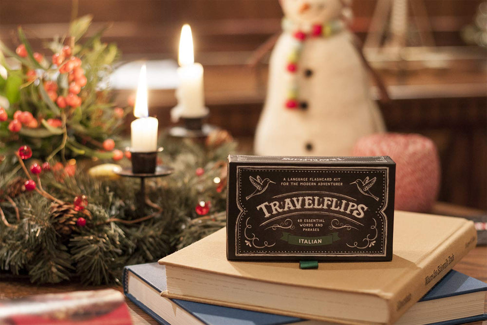 Travelflips Italian flashcards gift packaging ideal for travelers and learners