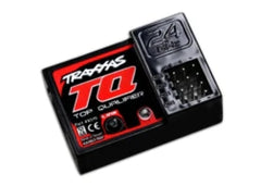 Traxxas 6519 micro receiver installed for 3-channel TQ 2.4GHz operation.