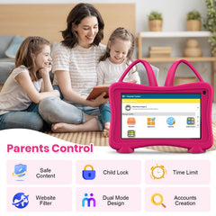 Trayoo Kids Tablet 7 Rose dual camera emphasizes easy video calls and photos
