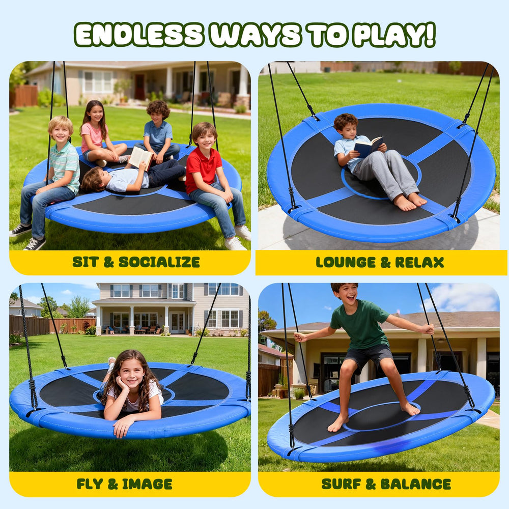 Trekassy 900D Oxford waterproof fabric resists wear while kids and adults swing.