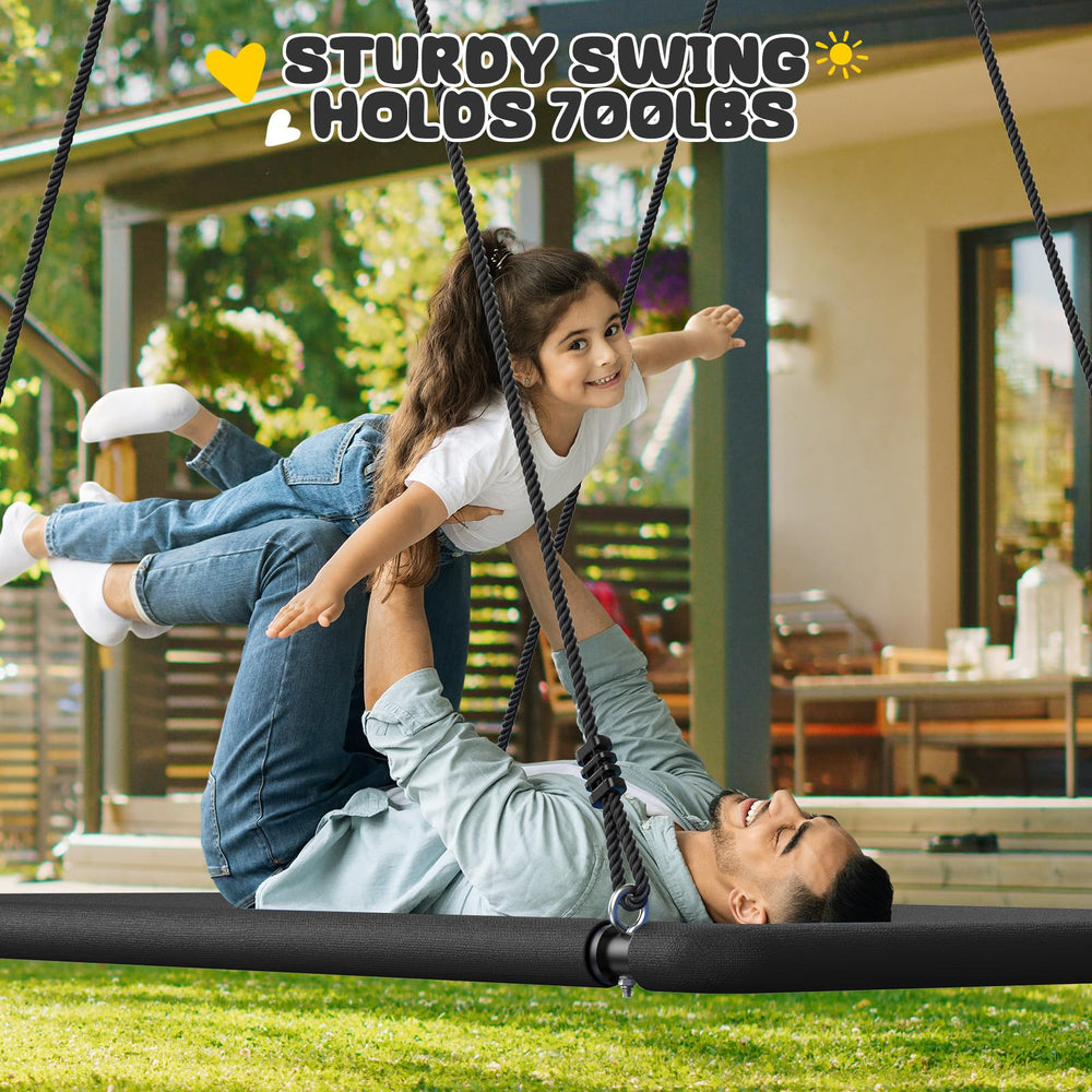 Trekassy durable ropes with metal rings secure the swing for long-lasting use.