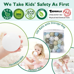 TRENDPLAY Star Ball Pit Balls creamy green close-up in a colorful play area.