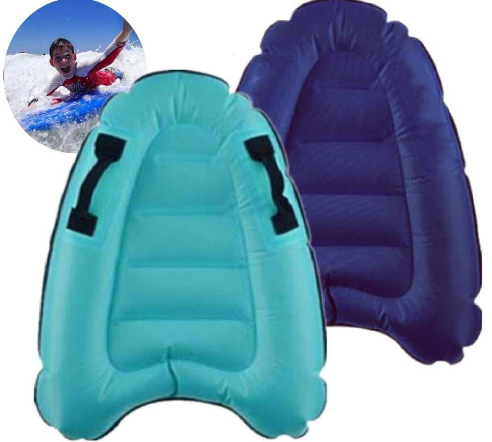 Trivamo inflatable surf body board with handles showing strong buoyancy for pool use
