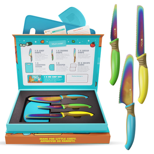 TruChef kids knife set rainbow blades for safe, creative cooking at home
