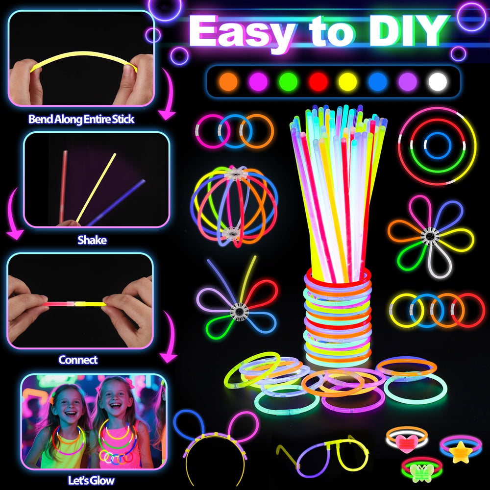 TSDATOWR 8-inch glow sticks come in bold colors for DIY accessories