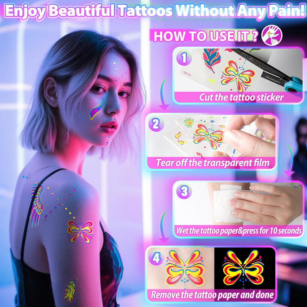 TSDATOWR glow temporary tattoos add playful flair for guests