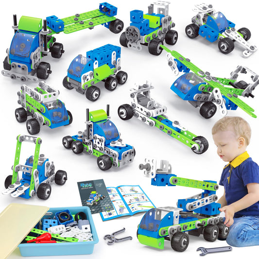 Tsomtto 18-in-1 STEM toy models shown for imaginative play and early engineering.