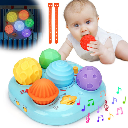 Tsomtto Baby Musical Light Ball front view for engaging play and soothing visuals.