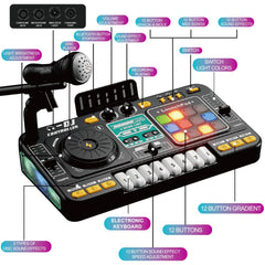 Tsomtto Kids DJ Mixer Table microphone enables kid-friendly vocals and pretend performances