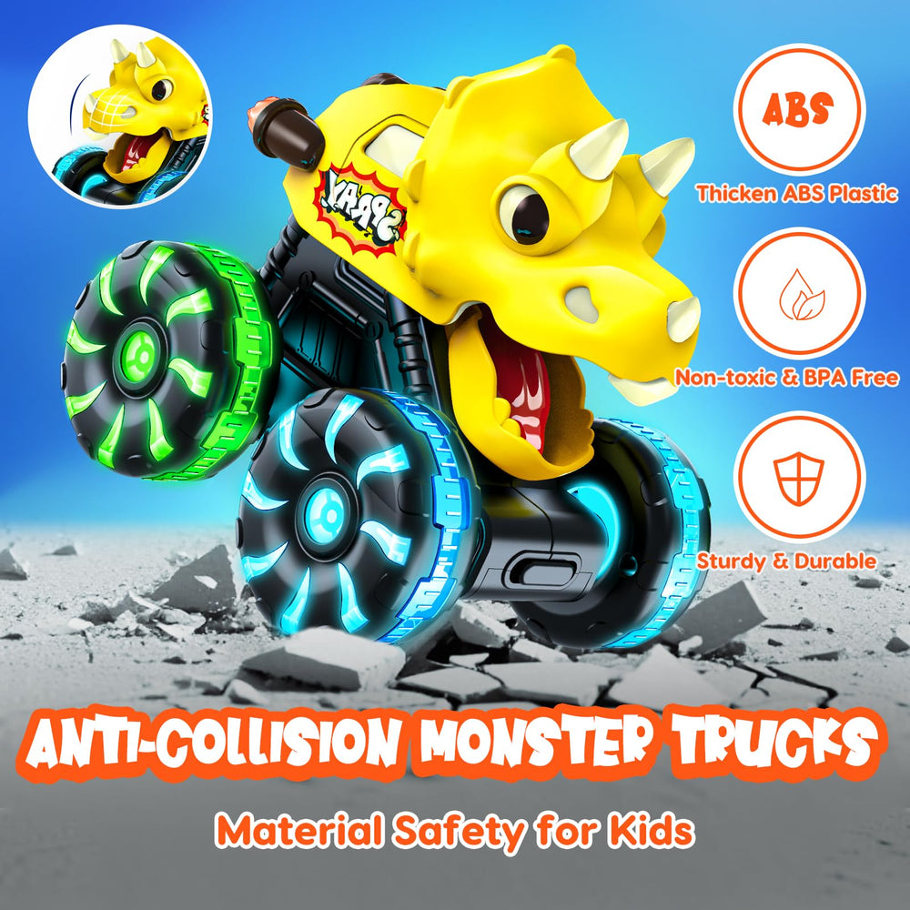 Tsomtto Monster Truck LED wheel lights captivate kids during playtime.